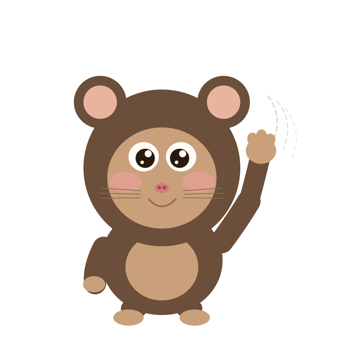 Michi der Mäusebär winkt freundlich
